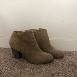 Camel faux suede ankle booties